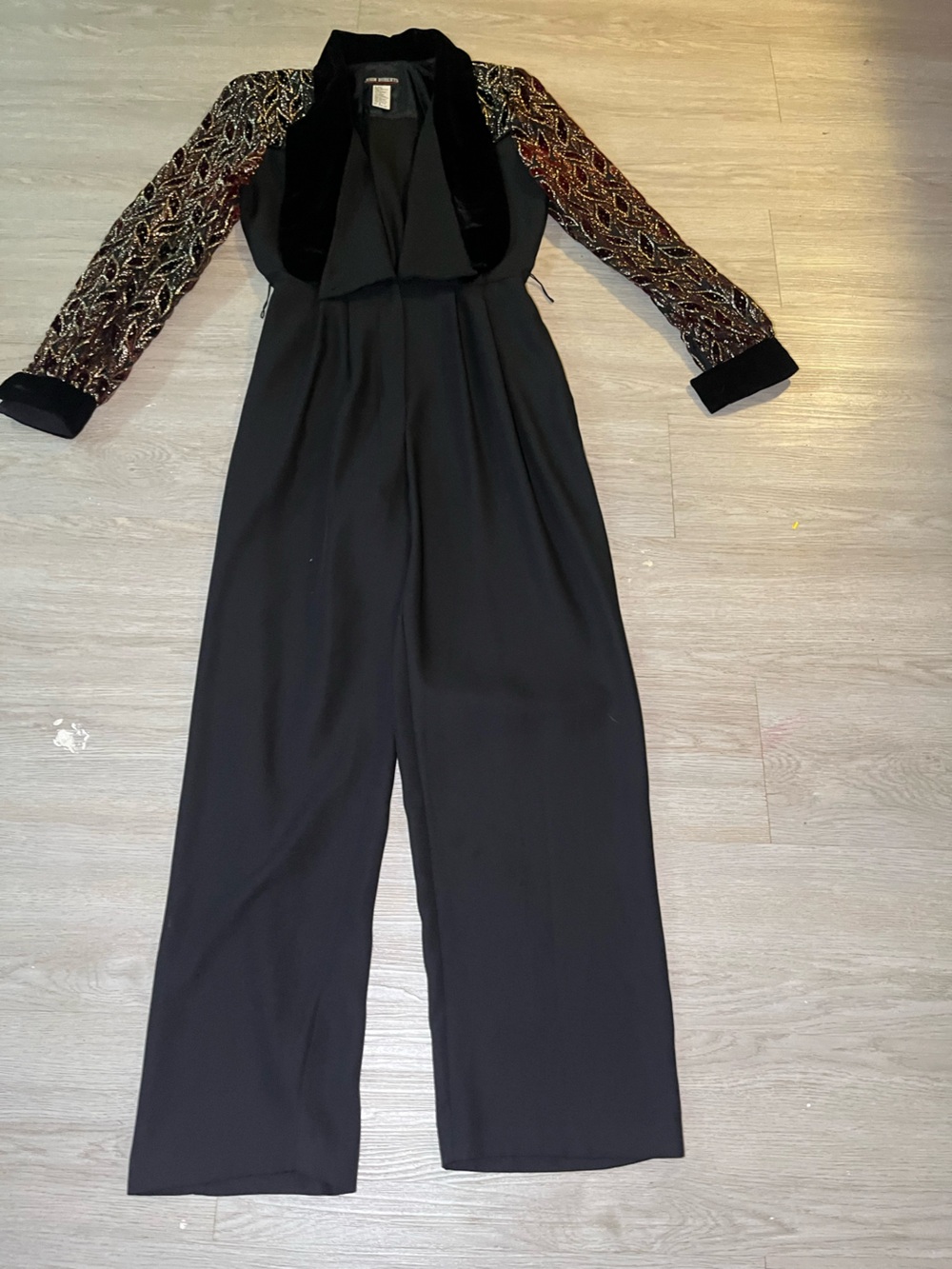 Vintage 1980s John Roberts Black Wide-Leg Jumpsuit Pants 8